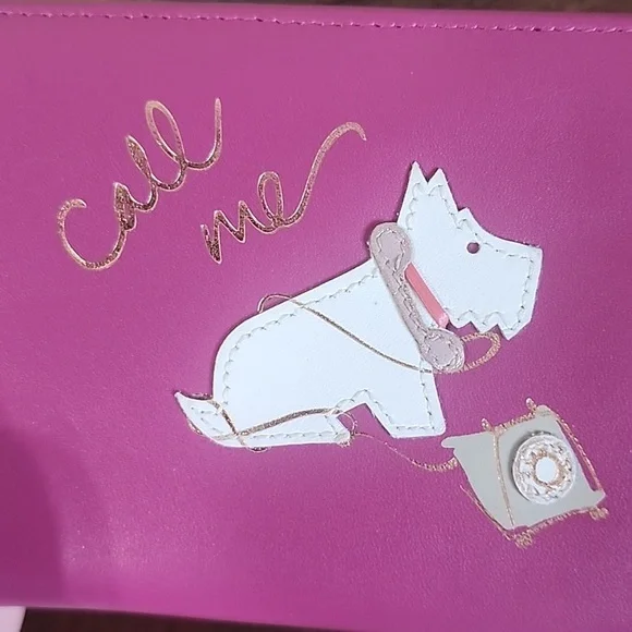 Radley London Pink Leather Scottish Dog Phone Call Me Wallet NWT Zip Snap - Picture 8 of 14